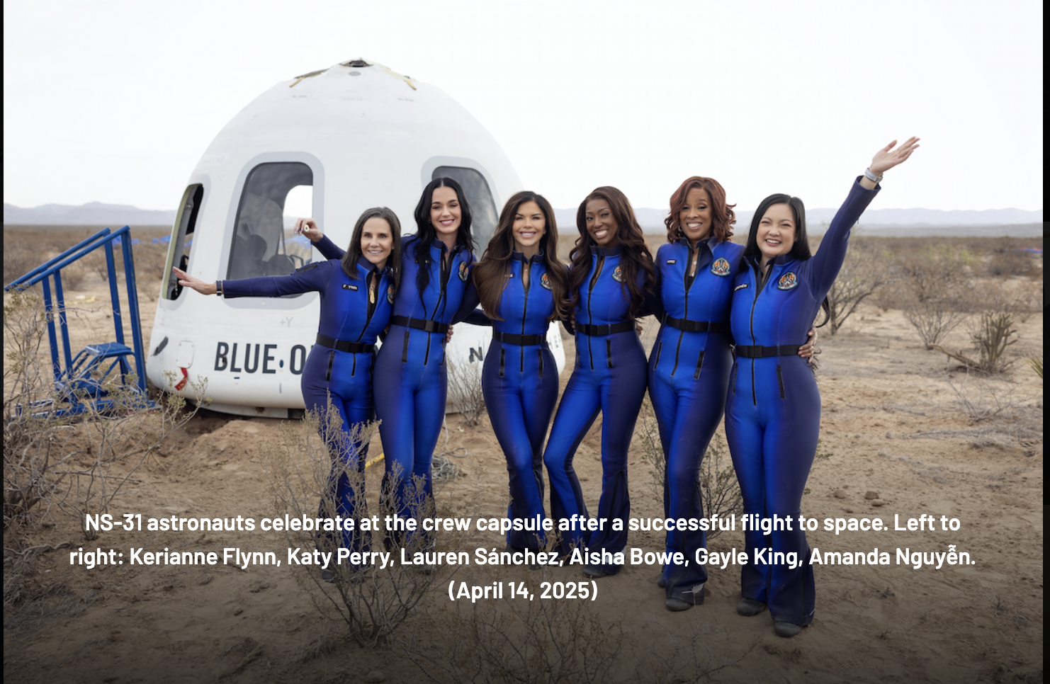 Star Power Launch: Gayle King, Katy Perry, and Lauren Sánchez Rocket to Space in All-Female Blue Origin Crew Image